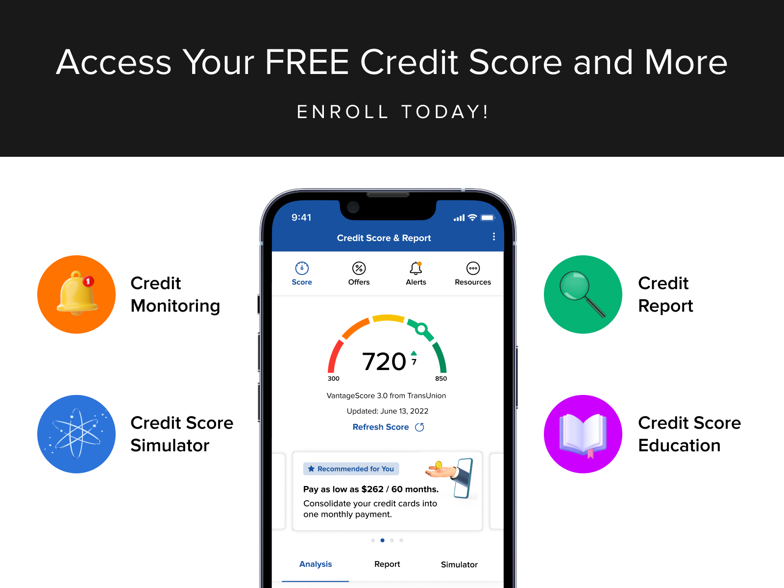 Credit Sense Credit Score tool enrollment info image
